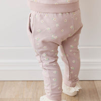 Organic Cotton Morgan Track Pant - Simple Flowers Lilac Childrens Pant from Jamie Kay Australia