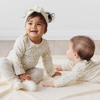 Organic Cotton Long Sleeve Bodysuit - Dainty Egret Blues Childrens Bodysuit from Jamie Kay Australia