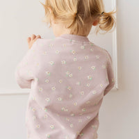 Organic Cotton Damien Sweatshirt - Simple Flowers Lilac Childrens Sweatshirting from Jamie Kay Australia