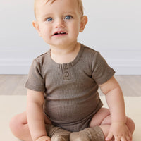 Organic Cotton Modal Darcy Rib Tee Bodysuit - Brownie Marle Childrens Bodysuit from Jamie Kay Australia