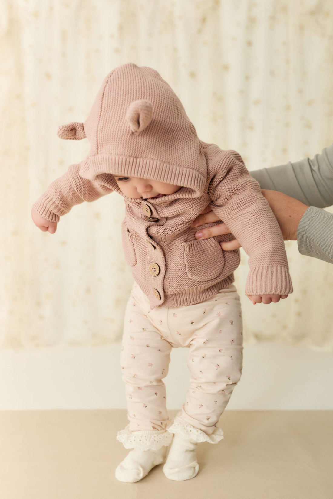 Sebastian Knitted Cardigan/Jacket - Dusky Rose Marle Childrens Cardigan from Jamie Kay Australia