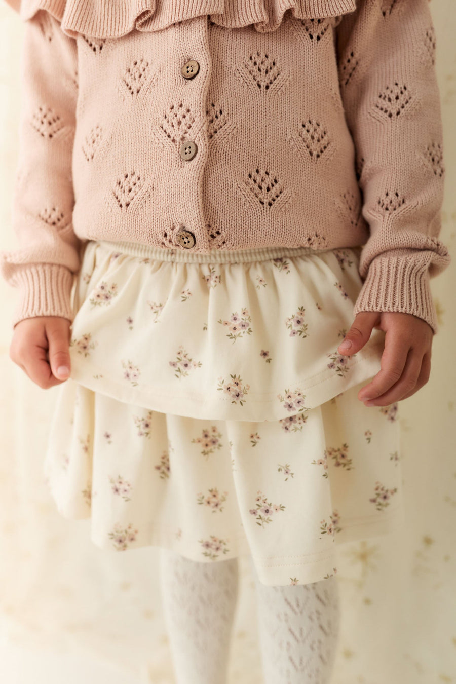 Organic Cotton Ruby Skirt - Goldie Bouquet Egret Childrens Skirt from Jamie Kay Australia