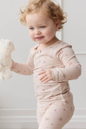 Organic Cotton Long Sleeve Top - Petite Fleur Soft Peony Childrens Top from Jamie Kay Australia