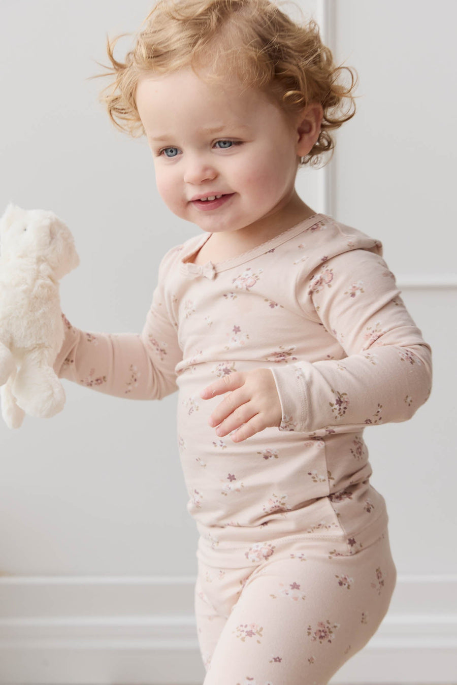 Organic Cotton Long Sleeve Top - Petite Fleur Soft Peony Childrens Top from Jamie Kay Australia