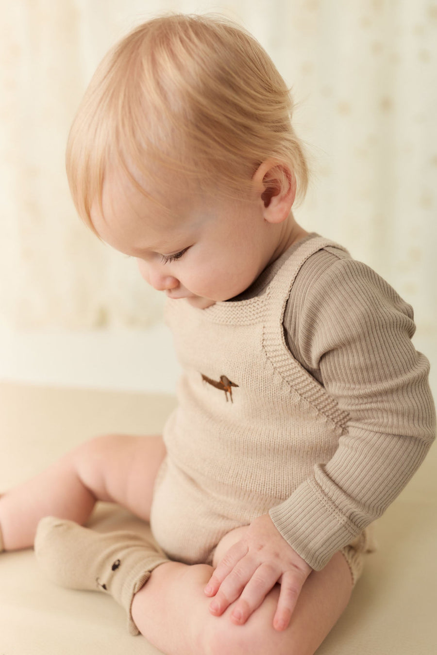 Ethan Playsuit - Oatmeal Marle Cosy Basil Childrens Playsuit from Jamie Kay Australia