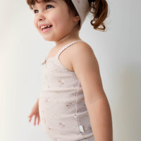 Organic Cotton Fine Rib Singlet - Petite Fleur Violet Childrens Singlet from Jamie Kay Australia