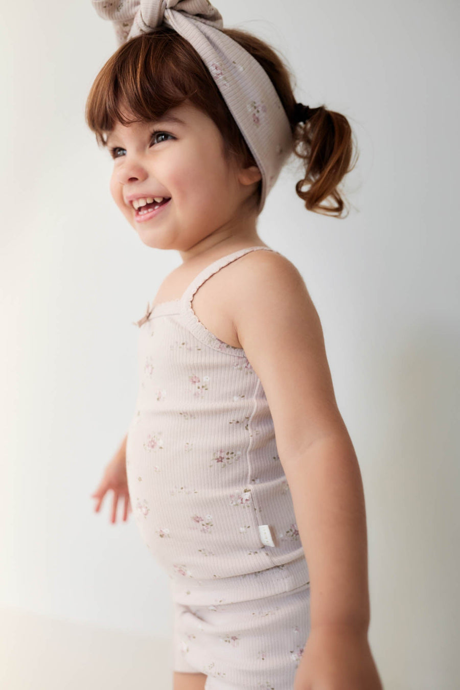 Organic Cotton Fine Rib Singlet - Petite Fleur Violet Childrens Singlet from Jamie Kay Australia