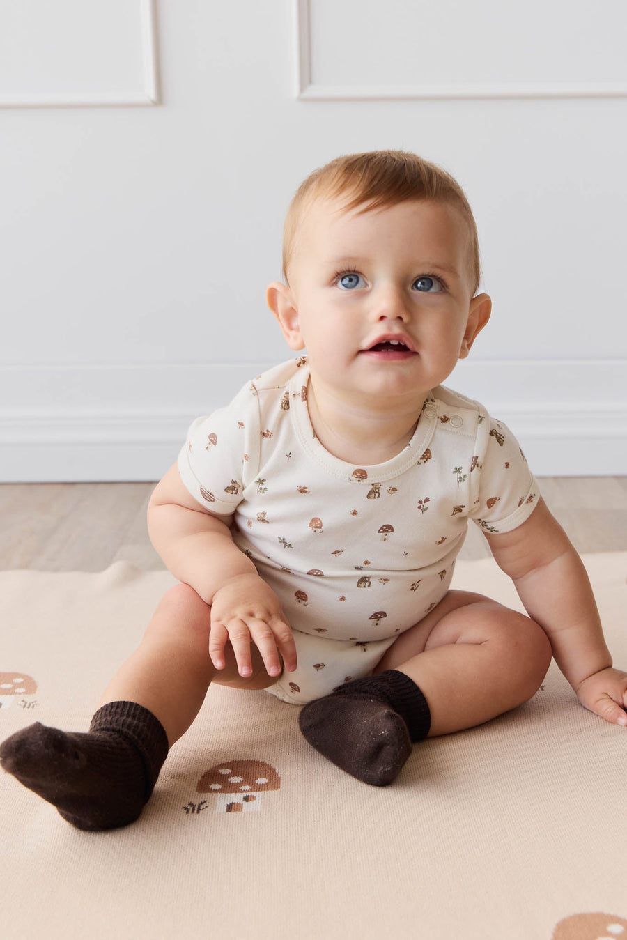 Organic Cotton Hudson Short Sleeve Bodysuit - Foraging Friends Childrens Bodysuit from Jamie Kay Australia