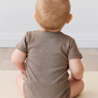 Organic Cotton Modal Darcy Rib Tee Bodysuit - Brownie Marle Childrens Bodysuit from Jamie Kay Australia