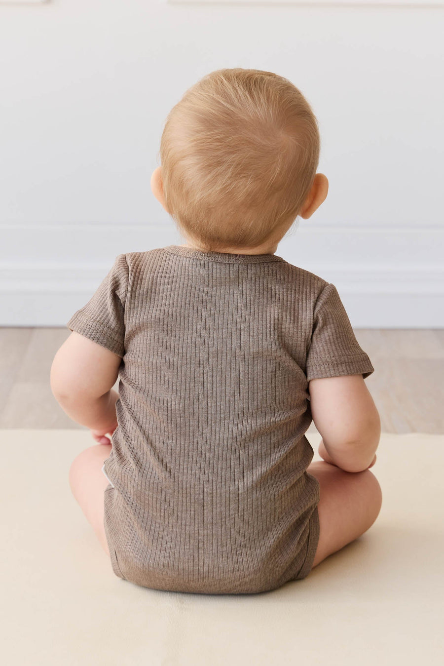 Organic Cotton Modal Darcy Rib Tee Bodysuit - Brownie Marle Childrens Bodysuit from Jamie Kay Australia