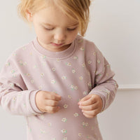 Organic Cotton Damien Sweatshirt - Simple Flowers Lilac Childrens Sweatshirting from Jamie Kay Australia