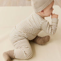 Organic Cotton Modal Everyday Legging - Narrow Stripe Balm/Cloud Childrens Legging from Jamie Kay Australia