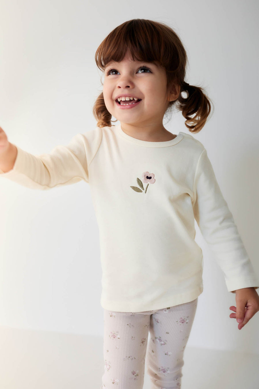 Pima Cotton Long Sleeve Top - Parchment Petite Goldie Childrens Top from Jamie Kay Australia