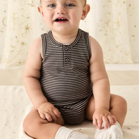 Pima Cotton Noah Playsuit - Dark Coffee/Vintage Taupe Childrens Playsuit from Jamie Kay Australia