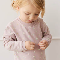 Organic Cotton Damien Sweatshirt - Simple Flowers Lilac Childrens Sweatshirting from Jamie Kay Australia