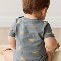 Organic Cotton Hudson Short Sleeve Bodysuit - Lenny Leopard Smoke Childrens Bodysuit from Jamie Kay Australia