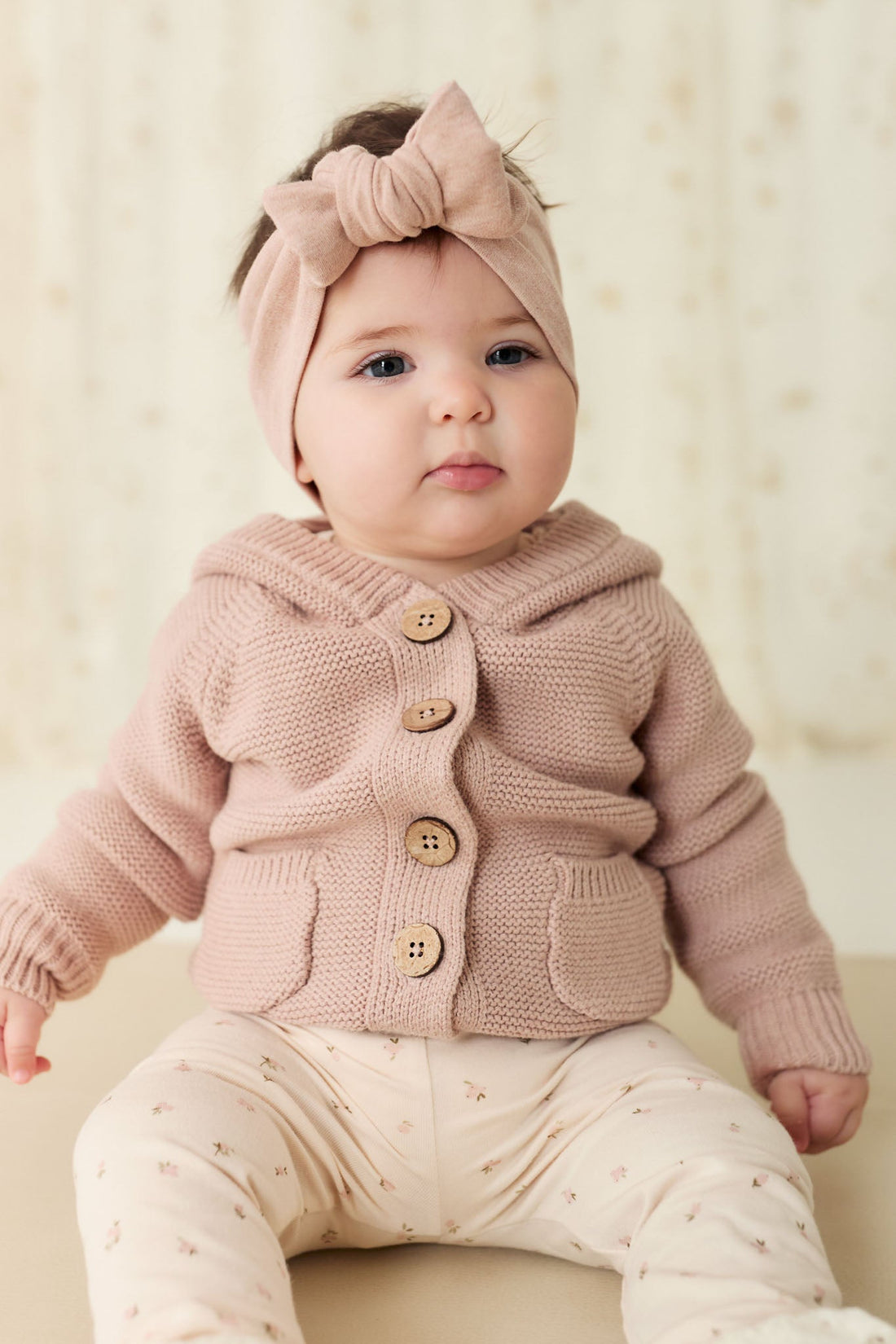 Sebastian Knitted Cardigan/Jacket - Dusky Rose Marle Childrens Cardigan from Jamie Kay Australia