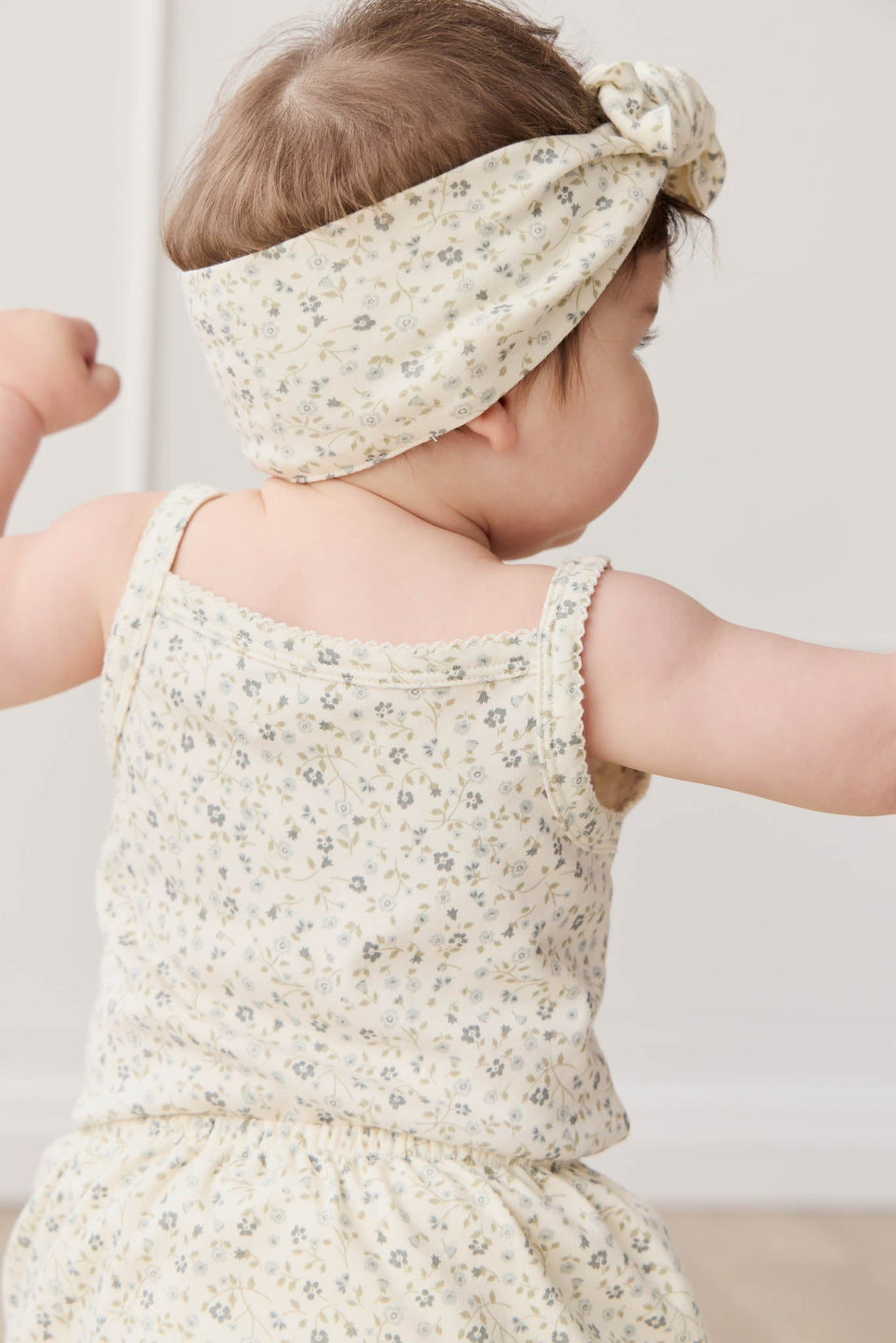 Organic Cotton Bridget Singlet Bodysuit - Dainty Egret Blues Childrens Bodysuit from Jamie Kay Australia