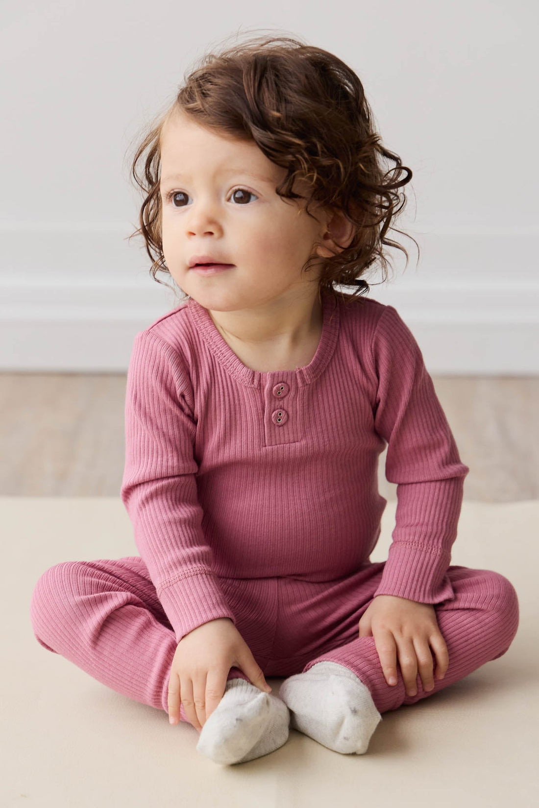 Organic Cotton Modal Long Sleeve Bodysuit - Rosette Childrens Bodysuit from Jamie Kay Australia