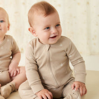 Organic Cotton Reese Zip Onepiece - Set Sail Vintage Taupe Childrens Onepiece from Jamie Kay Australia