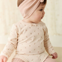 Organic Cotton Long Sleeve Bodysuit - Ditsy Berry Rose Childrens Bodysuit from Jamie Kay Australia