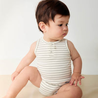 Pima Cotton Noah Playsuit - Milford Sound/Cloud Stripe Childrens Playsuit from Jamie Kay Australia