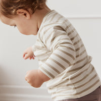 Pima Cotton Diego Long Sleeve Top - Cloud/Cashew Stripe Childrens Top from Jamie Kay Australia