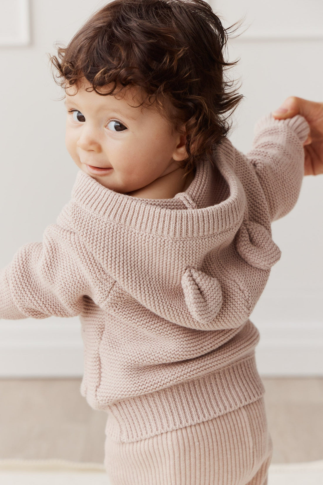 Sebastian Knitted Cardigan/Jacket - Ballet Pink Marle Childrens Cardigan from Jamie Kay Australia