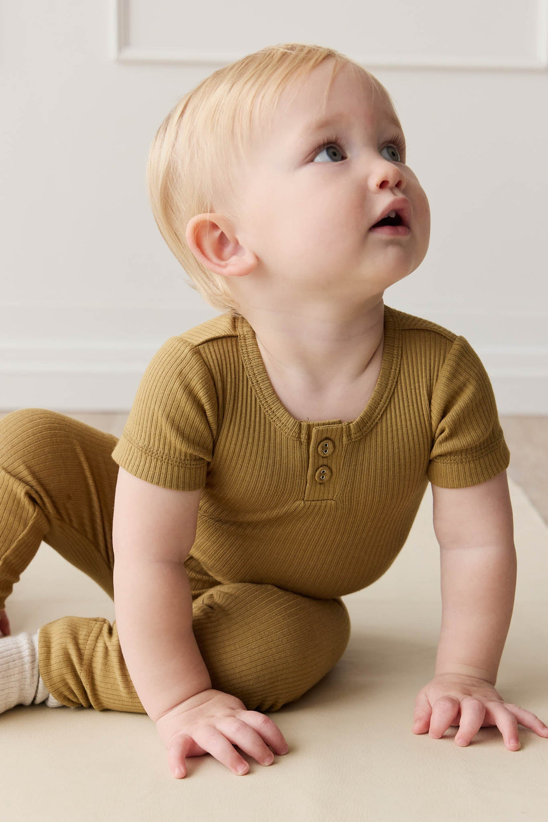 Organic Cotton Modal Darcy Rib Tee Bodysuit - Buffalo Childrens Bodysuit from Jamie Kay Australia