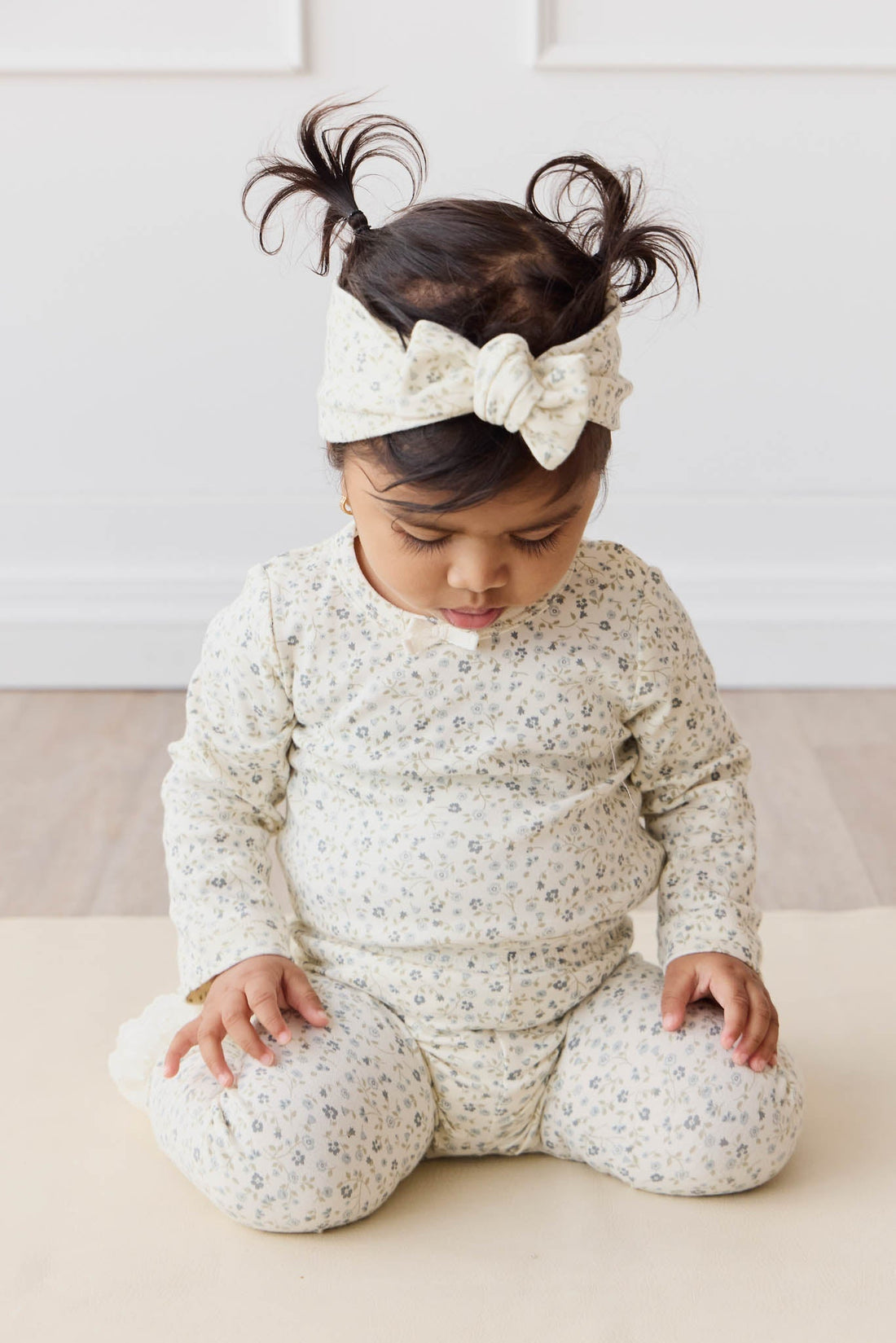 Organic Cotton Long Sleeve Bodysuit - Dainty Egret Blues Childrens Bodysuit from Jamie Kay Australia