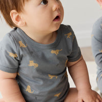 Organic Cotton Hudson Short Sleeve Bodysuit - Lenny Leopard Smoke Childrens Bodysuit from Jamie Kay Australia