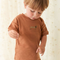 Pima Cotton Eddie T-Shirt - Spiced Cosy Basil Childrens Top from Jamie Kay Australia