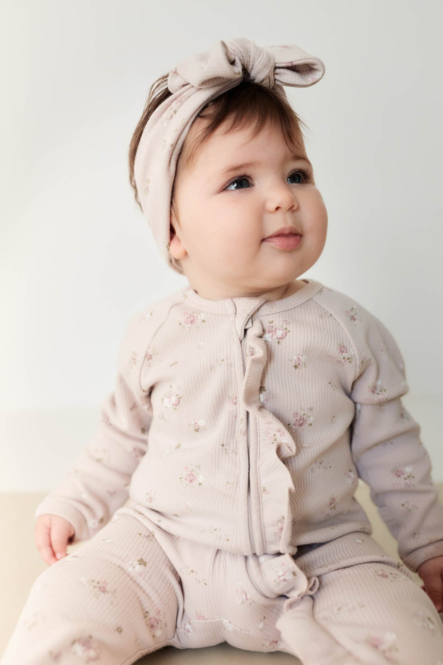 Organic Cotton Fine Rib Melanie Onepiece - Petite Fleur Violet Childrens Onepiece from Jamie Kay Australia