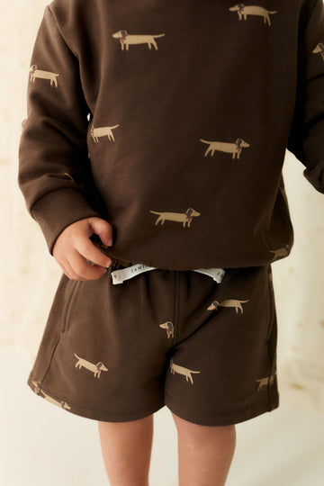 Organic Cotton Jalen Short - Cosy Basil Large Dark Coffee Childrens Short from Jamie Kay Australia