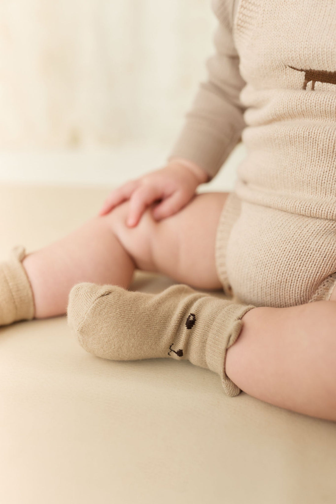 George Bear Ankle Sock - Vintage Taupe Childrens Sock from Jamie Kay Australia