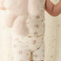 Organic Cotton Everyday Bike Short - Goldie Bouquet Egret Childrens Short from Jamie Kay Australia