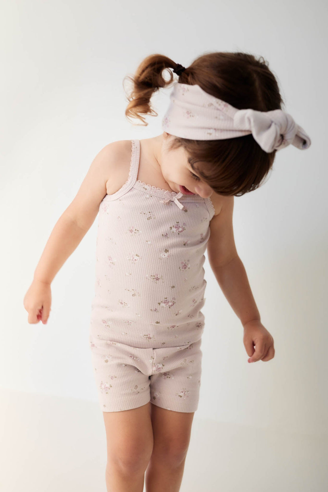 Organic Cotton Fine Rib Elisa Bike Short - Petite Fleur Violet Childrens Short from Jamie Kay Australia