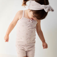 Organic Cotton Fine Rib Elisa Bike Short - Petite Fleur Violet Childrens Short from Jamie Kay Australia