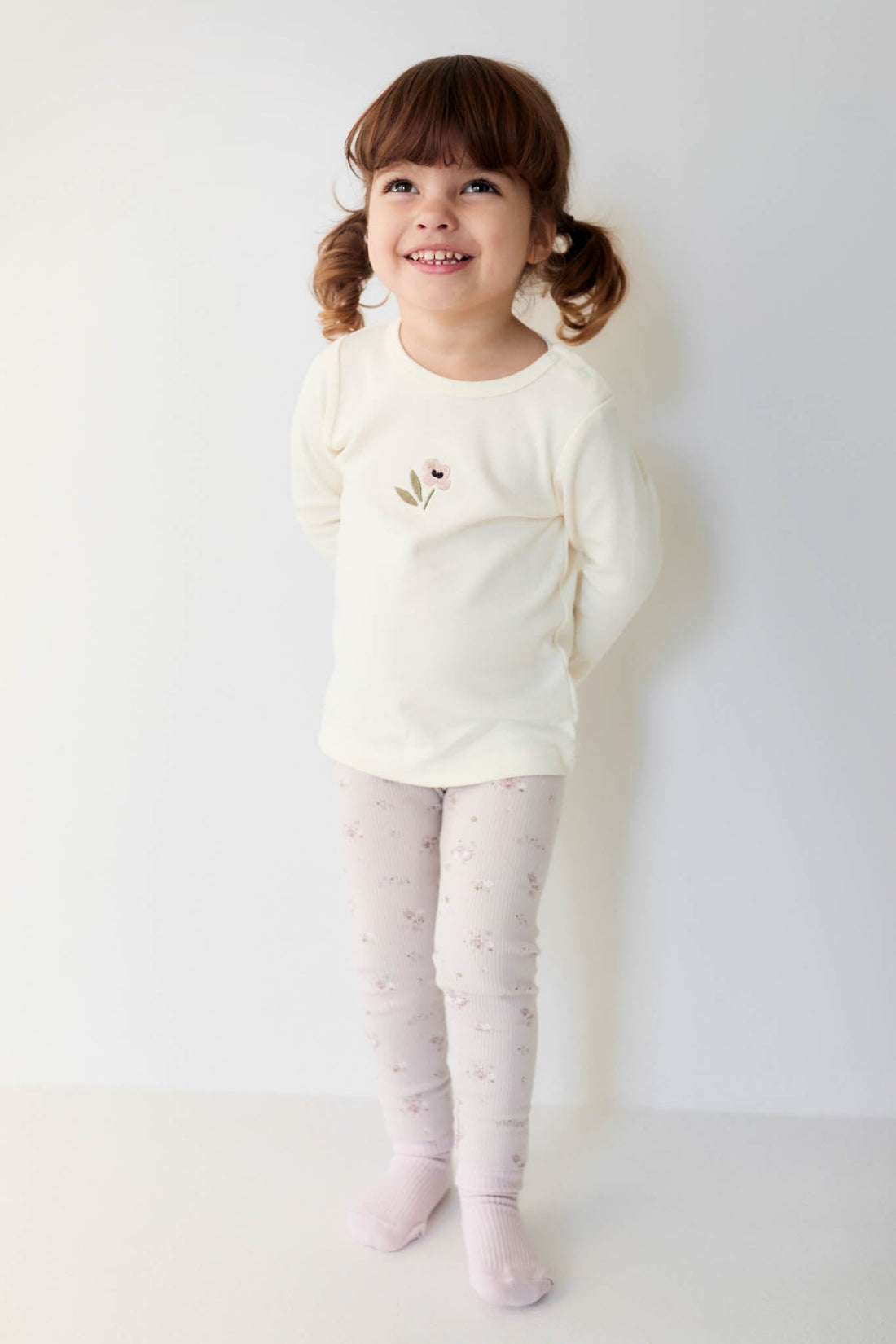 Organic Cotton Fine Rib Everyday Legging - Petite Fleur Violet Childrens Legging from Jamie Kay Australia