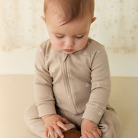 Organic Cotton Reese Zip Onepiece - Set Sail Vintage Taupe Childrens Onepiece from Jamie Kay Australia