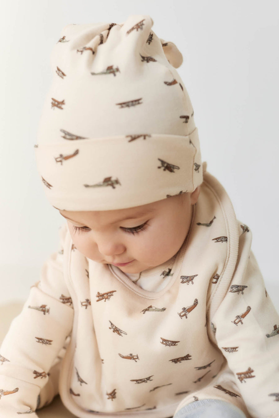 Organic Cotton Knot Beanie - Avion Shell Childrens Hat from Jamie Kay Australia