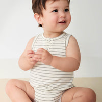 Pima Cotton Noah Playsuit - Milford Sound/Cloud Stripe Childrens Playsuit from Jamie Kay Australia