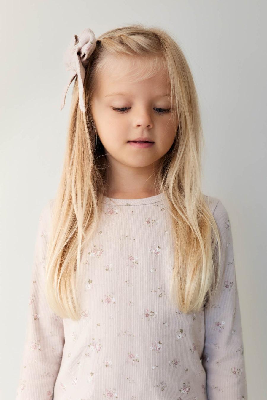 Organic Cotton Fine Rib Long Sleeve Top - Petite Fleur Violet Childrens Top from Jamie Kay Australia