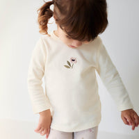 Pima Cotton Long Sleeve Top - Parchment Petite Goldie Childrens Top from Jamie Kay Australia