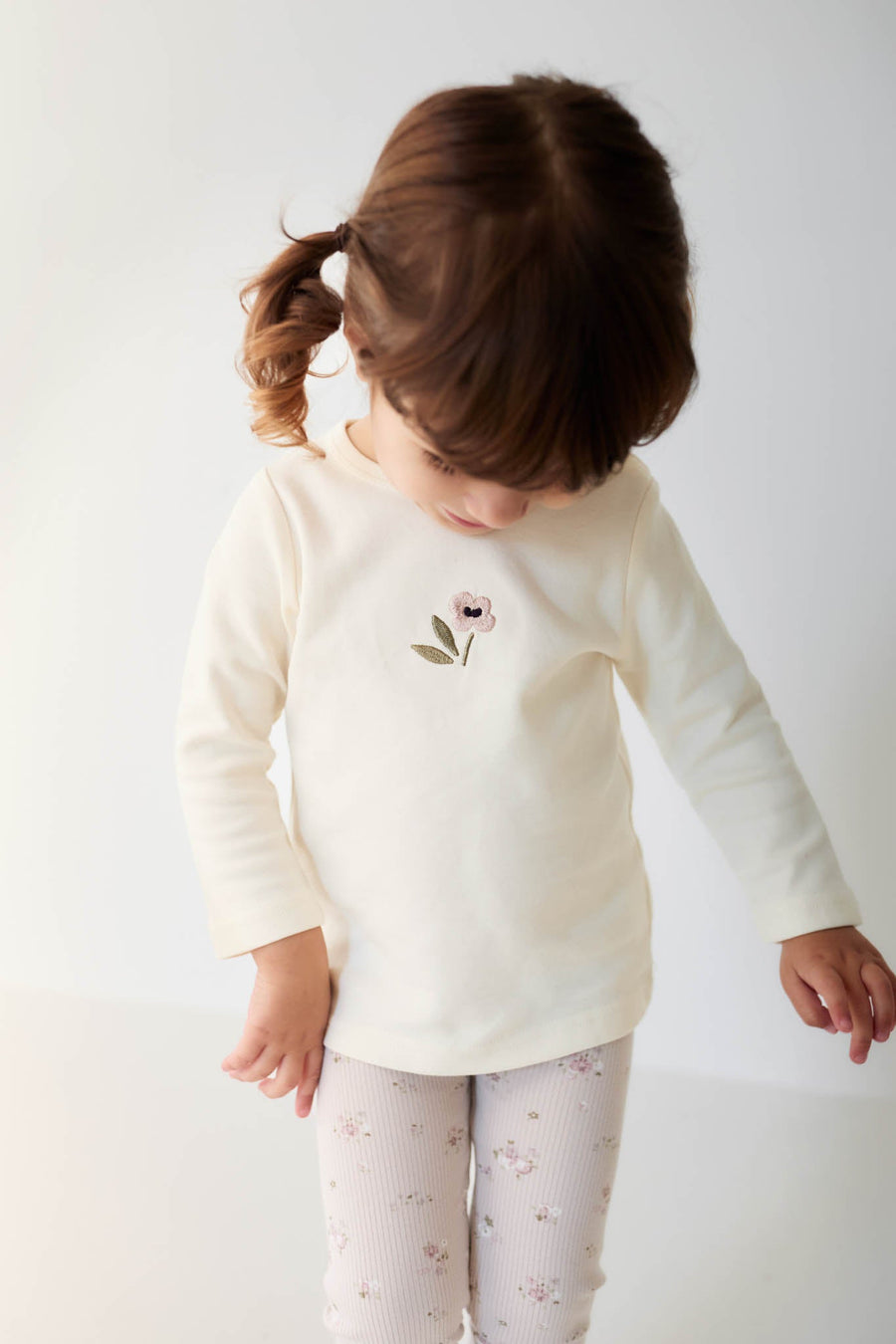 Pima Cotton Long Sleeve Top - Parchment Petite Goldie Childrens Top from Jamie Kay Australia