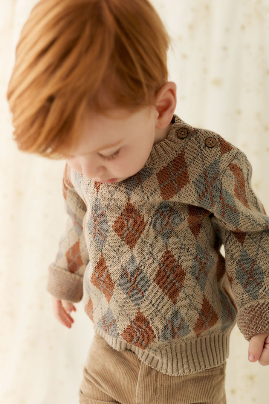 Enzo Jumper - Enzo Jacquard Vintage Taupe Childrens Jumper from Jamie Kay Australia