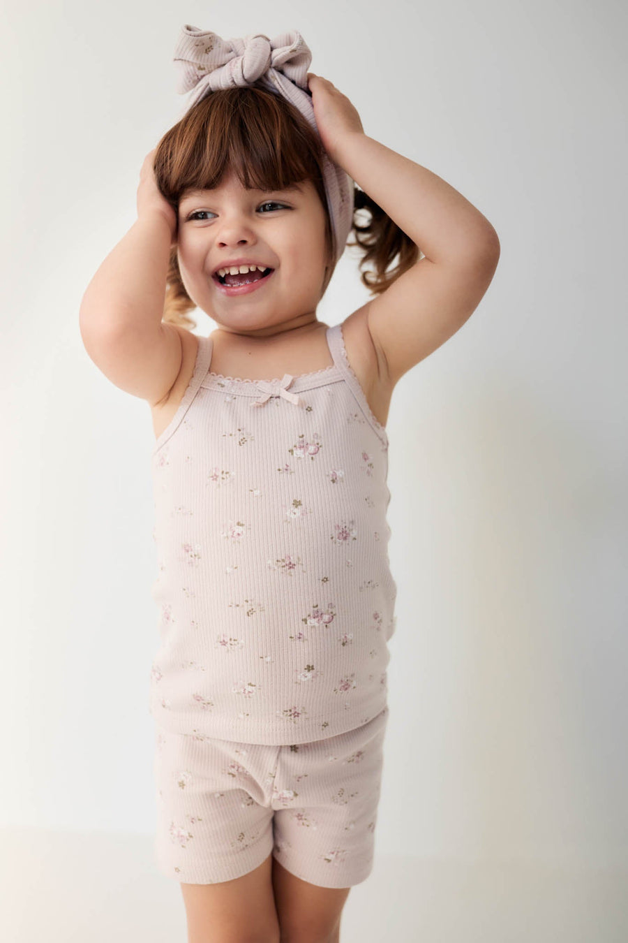 Organic Cotton Fine Rib Singlet - Petite Fleur Violet Childrens Singlet from Jamie Kay Australia