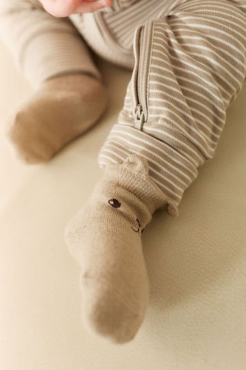 George Bear Ankle Sock - Vintage Taupe Childrens Sock from Jamie Kay Australia