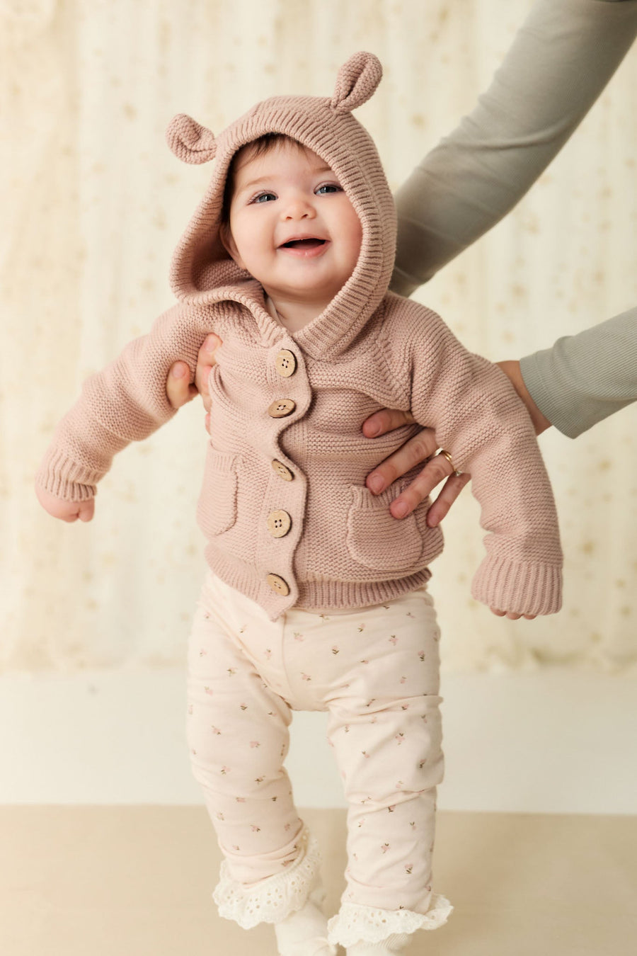 Sebastian Knitted Cardigan/Jacket - Dusky Rose Marle Childrens Cardigan from Jamie Kay Australia