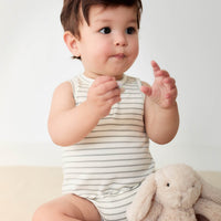 Pima Cotton Noah Playsuit - Milford Sound/Cloud Stripe Childrens Playsuit from Jamie Kay Australia